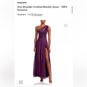 Aqua One-Shoulder Plum Evening Gown with High Slit